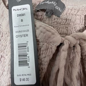 MICHAEL STARS Smocked Yoke Peasant Top In Oyster Cotton size S